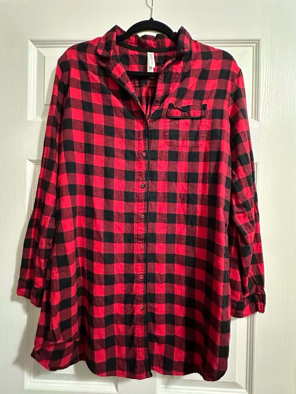 Gilligan & O'Malley Sleep Shirt Size M Red Black Buffalo Check Plaid